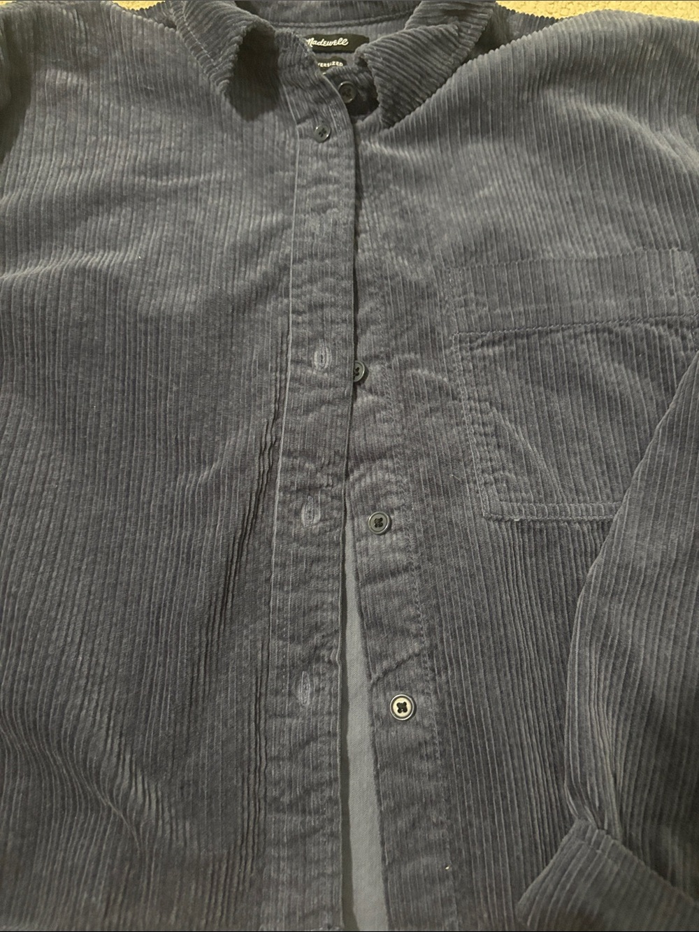 Madewell Navy Blue Corduroy Button-Down Shirt - Picture 3 of 5